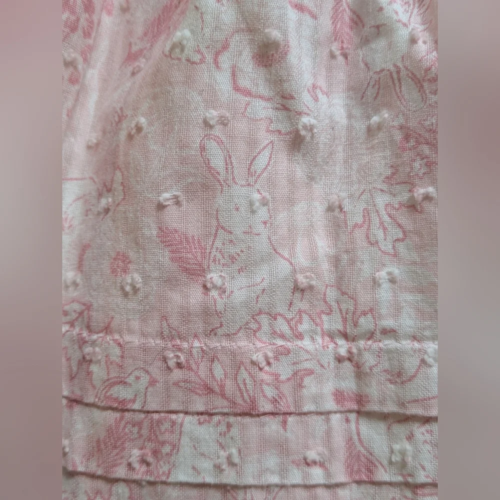 ✨HP✨NWT Cynthia Rowley Pink/Soft White Bunny Print Baby Dress Set Size 3-6months - Picture 7 of 10